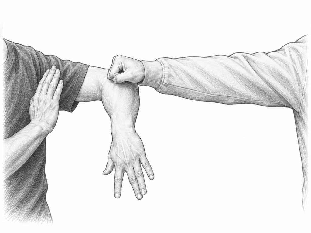 Bong Sao — Flügelarm, Unterarm nach unten, Ellbogen zur Mitte